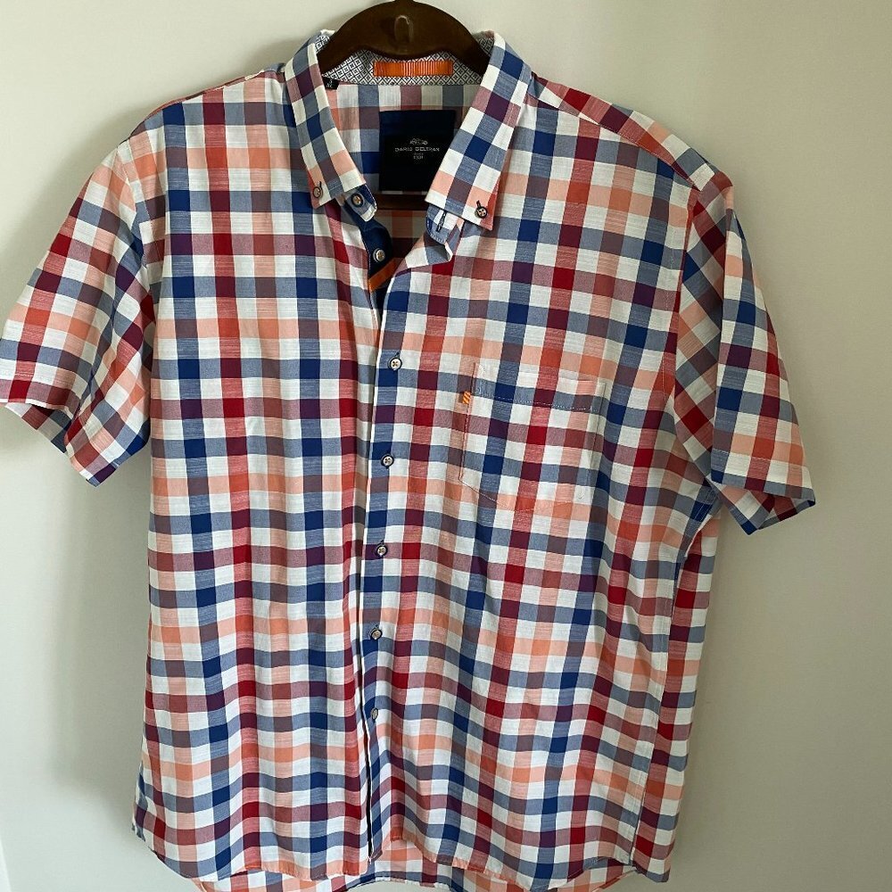 BNWOT DARIO BELTRAN CLASSIC FIT MEN'S SHIRT PLAID SHORT SLEEVES POCKET SIZE XL/5